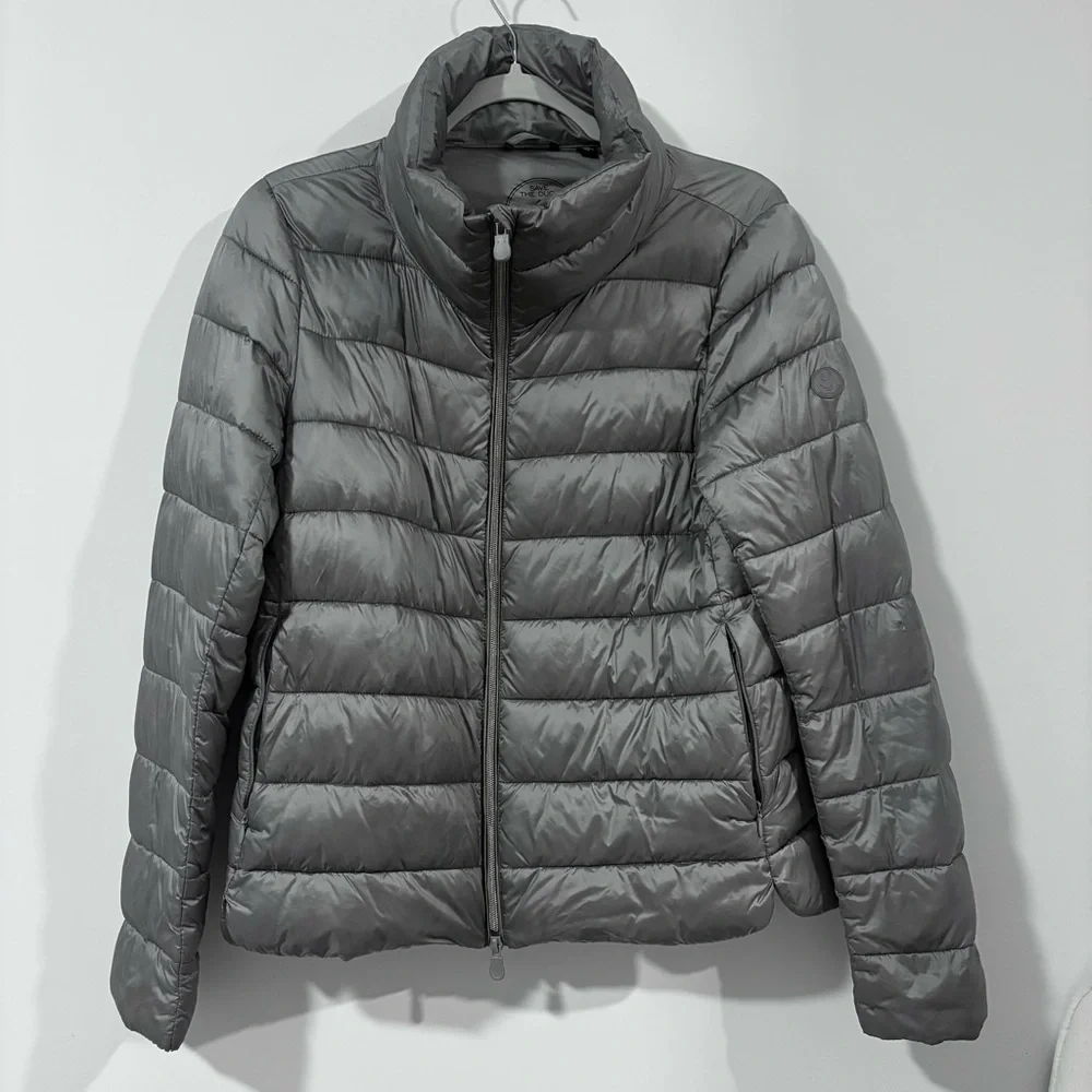 SAVE THE DUCK Stand Up Collar Grey Puffer Jacket - Picture 4 of 9